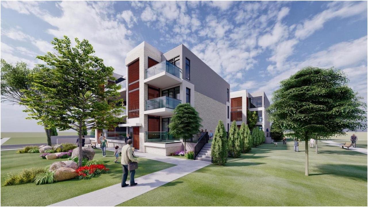 Rendering of building from page 13 of the file '2021-06-16 - Design Brief - D07-12-21-0084'