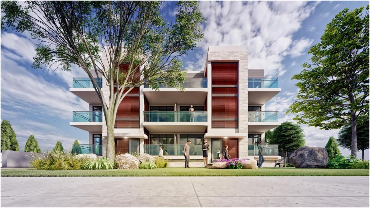 Rendering of building from page 14 of the file '2021-06-16 - Design Brief - D07-12-21-0084'