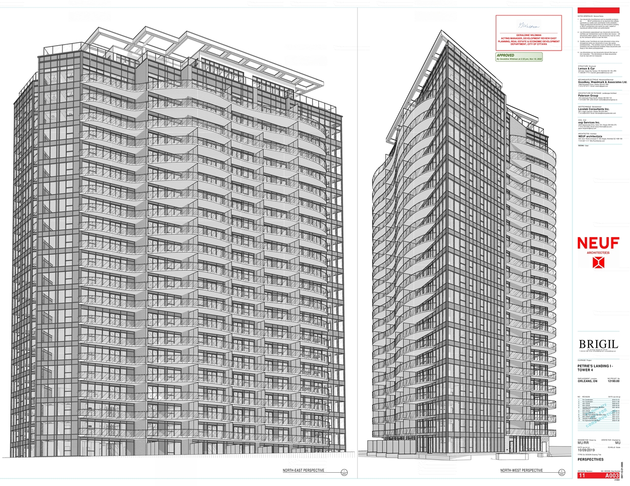 Rendering of building from page 1 of the file '2022-12-08 - Approved Perspectives - D07-12-21-0085'