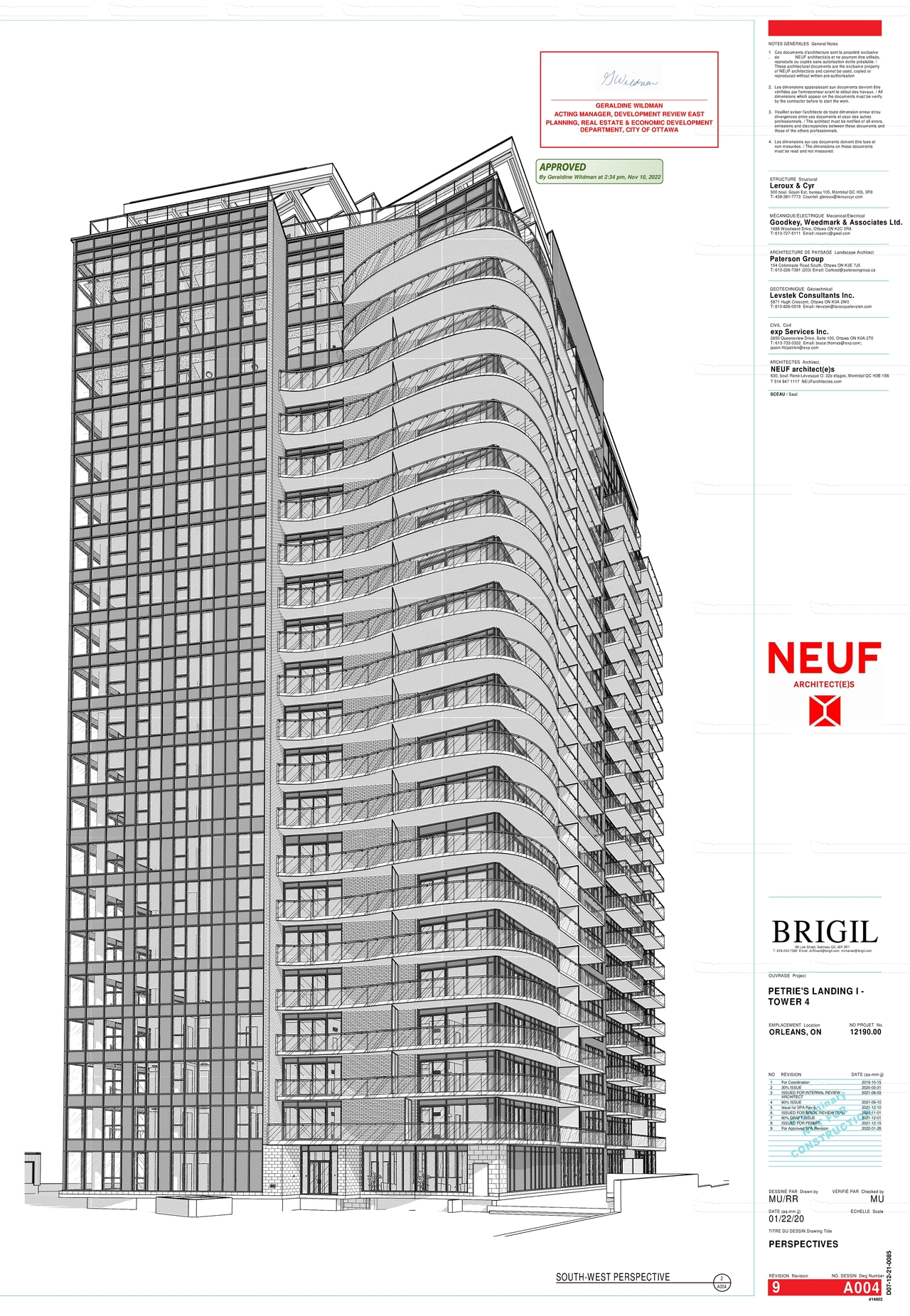 Rendering of building from page 2 of the file '2022-12-08 - Approved Perspectives - D07-12-21-0085'
