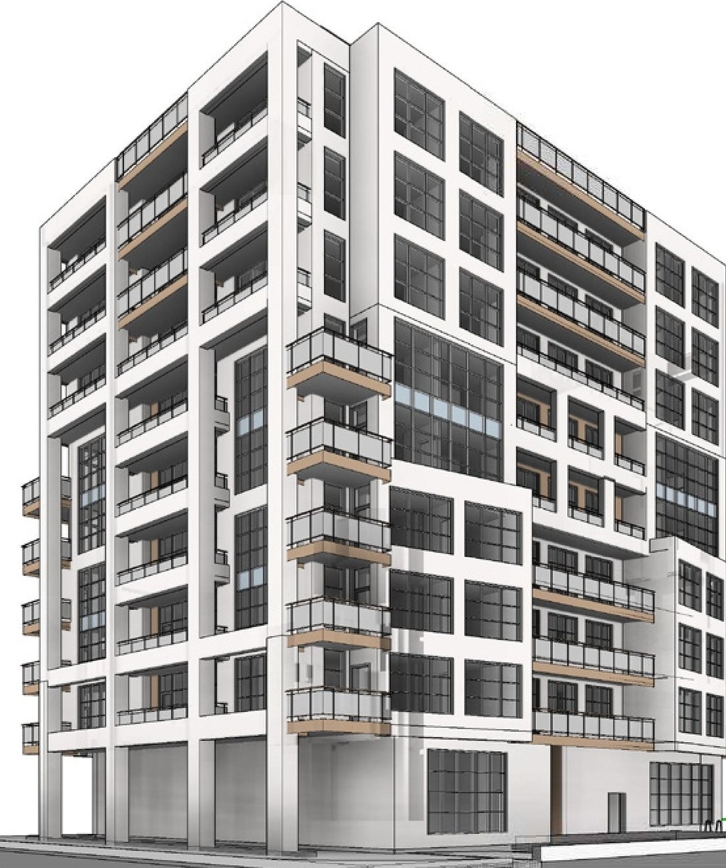 Rendering of building from page 24 of the file '2021-06-21 - Design Brief - D07-12-21-0088'