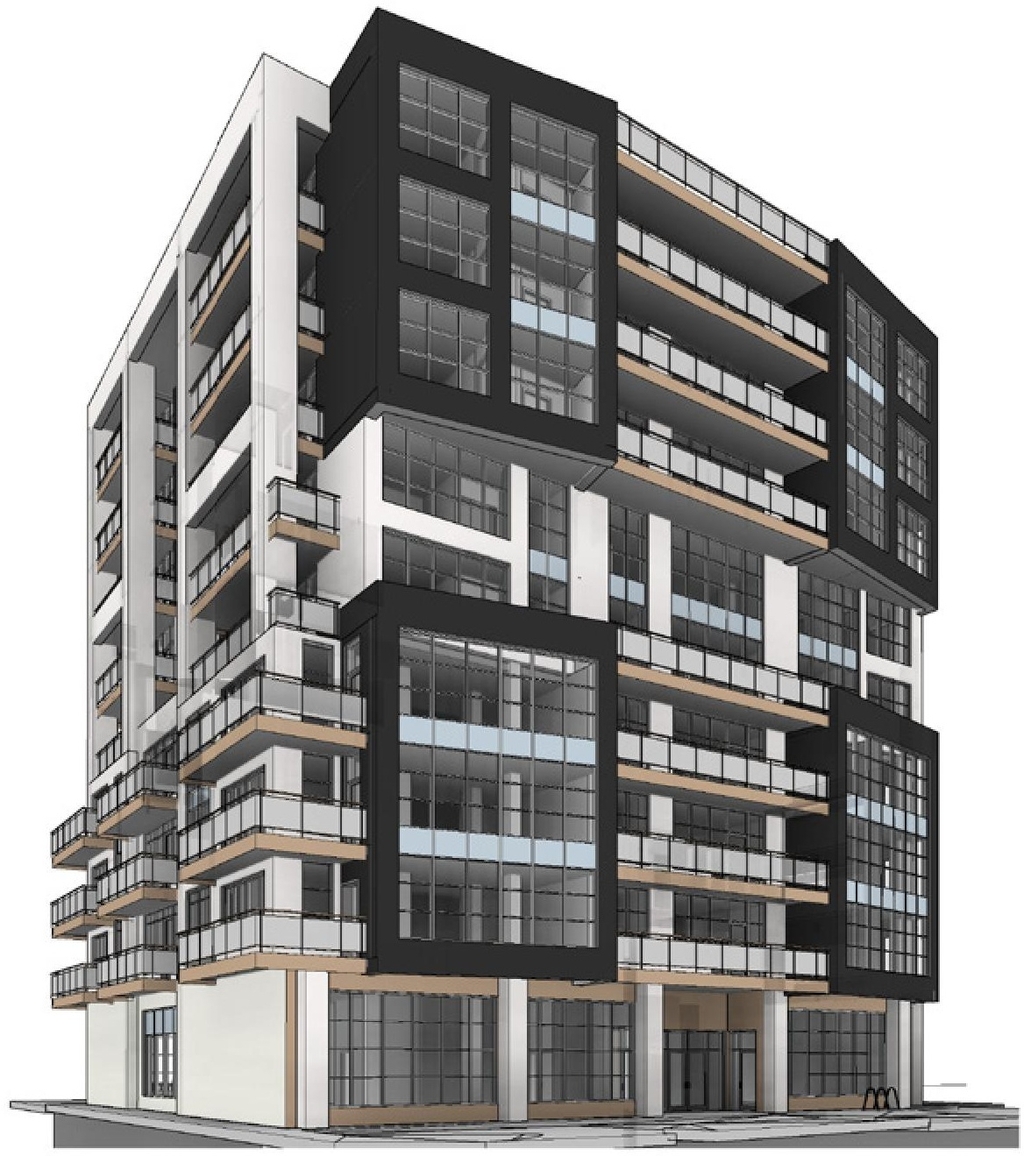 Rendering of building from page 24 of the file '2021-06-21 - Design Brief - D07-12-21-0088'
