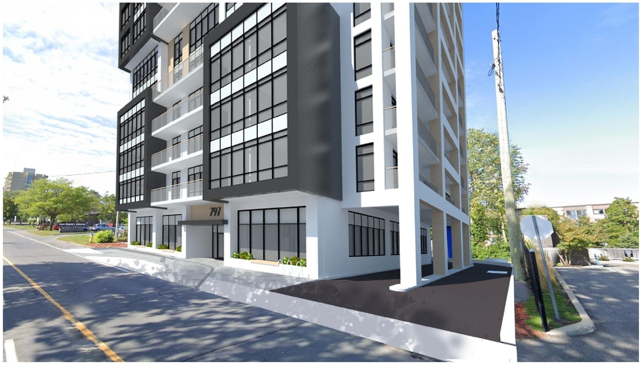 Rendering of building from page 27 of the file '2021-06-21 - Design Brief - D07-12-21-0088'