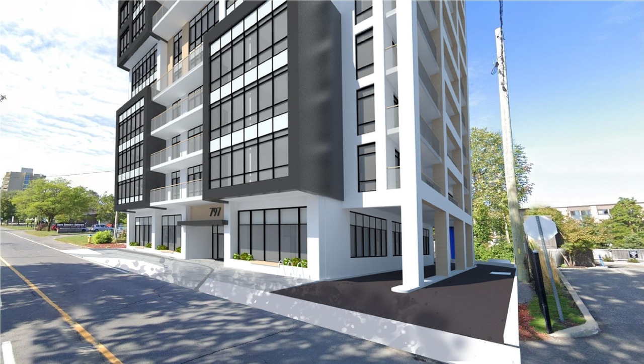 Rendering of building from page 27 of the file '2021-06-21 - Design Brief - D07-12-21-0088'