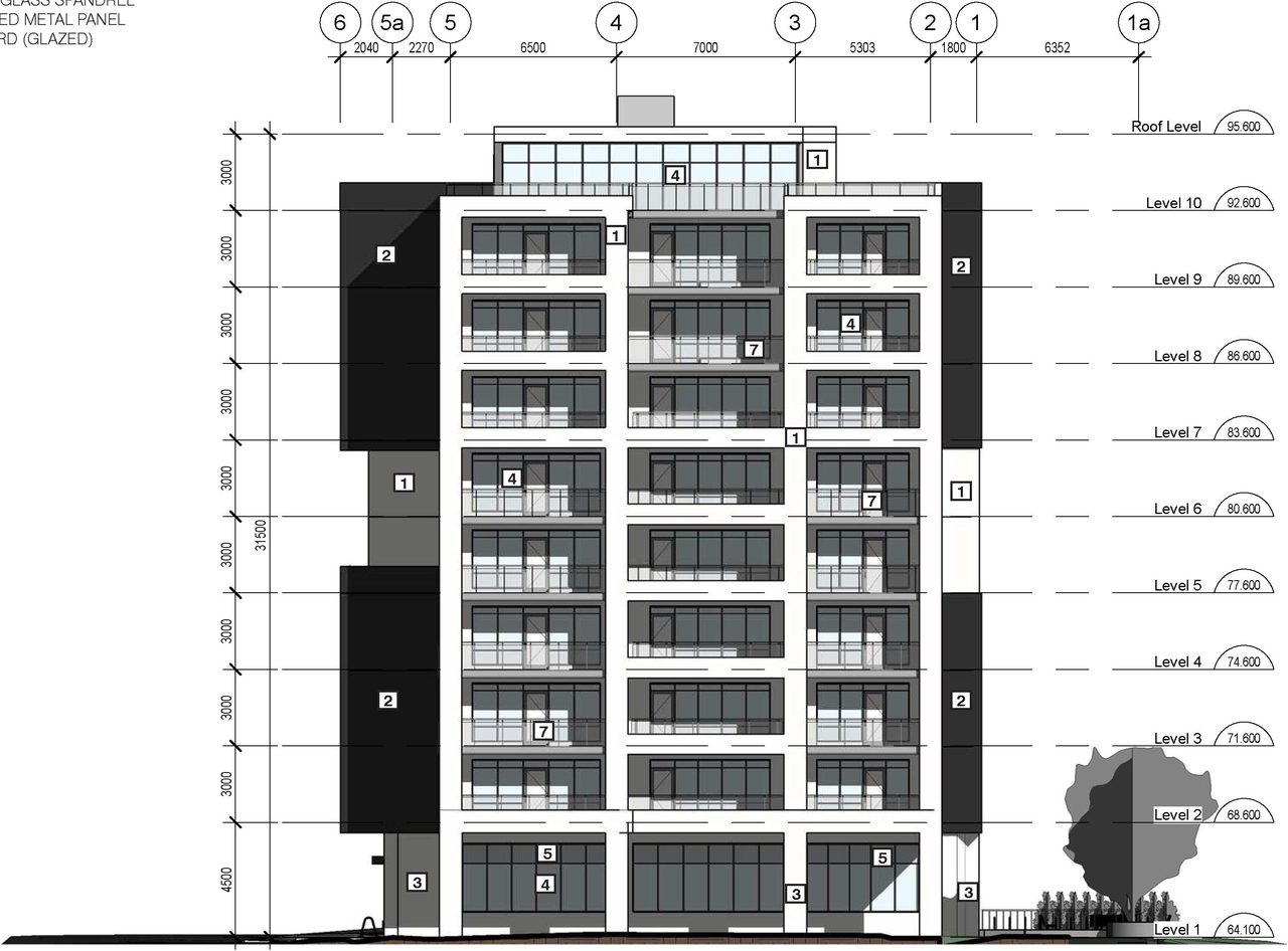 Rendering of building from page 30 of the file '2021-06-21 - Design Brief - D07-12-21-0088'