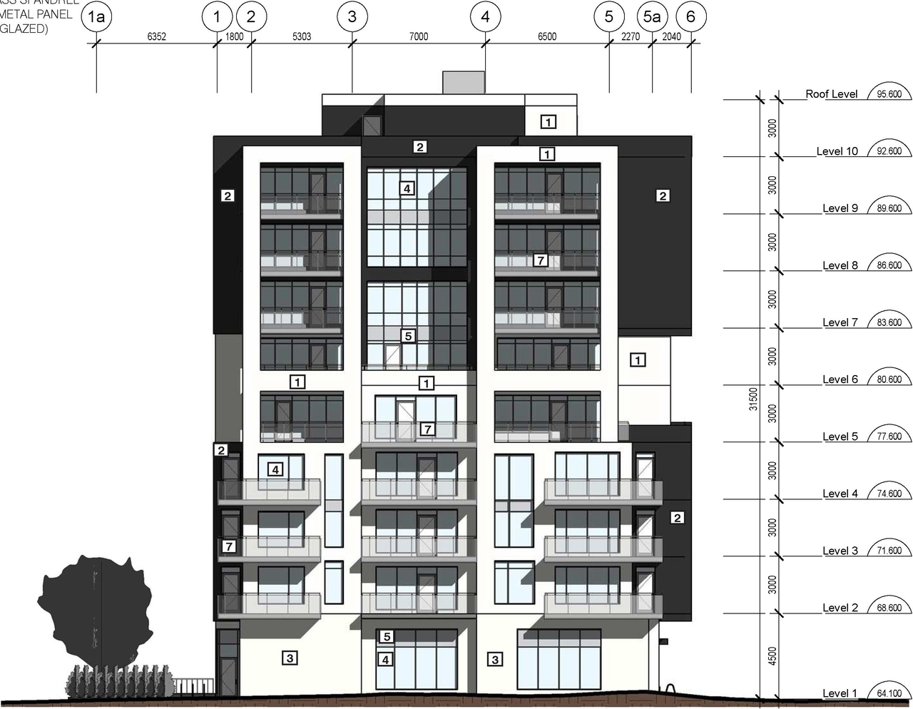 Rendering of building from page 31 of the file '2021-06-21 - Design Brief - D07-12-21-0088'