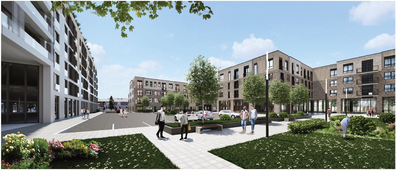 Rendering of building from page 20 of the file '2022-08-05 - Design Brief - D07-12-21-0089'