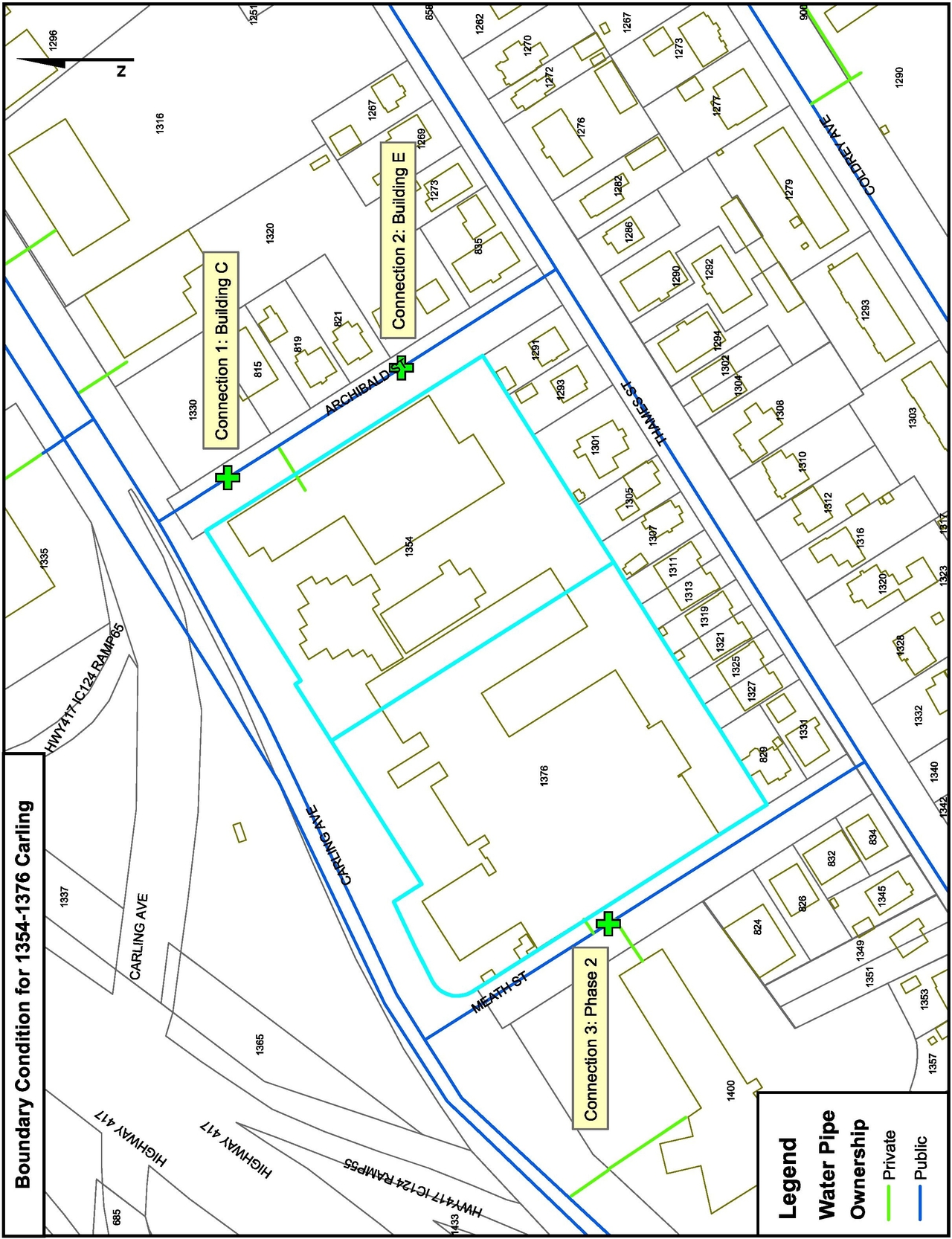 Construction site plan for project from page 85 of the file '2021-12-20 - REVISION 3 Site Servicing Design Brief - D07-12-21-0092'