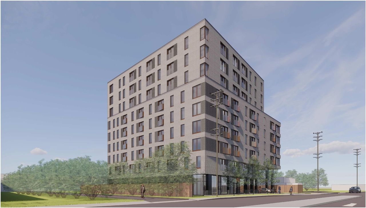 Rendering of building from page 11 of the file '2021-06-29 - Urban Design Package - D07-12-21-0094'