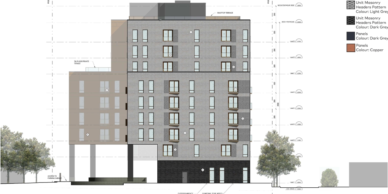Rendering of building from page 19 of the file '2021-06-29 - Urban Design Package - D07-12-21-0094'