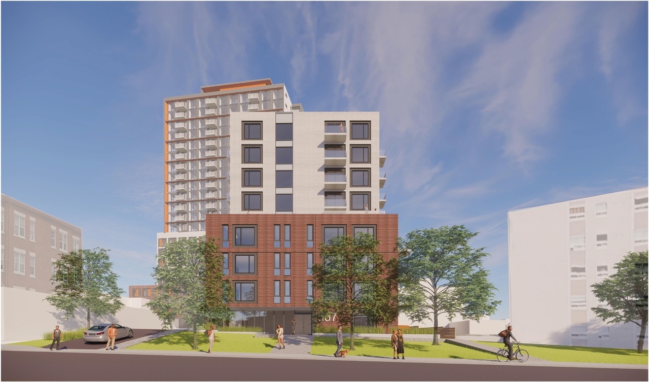 Rendering of building from page 13 of the file '2022-12-30 - Perspectives - D07-12-21-0108'