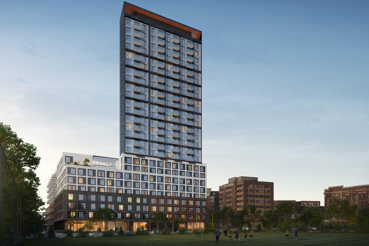Rendering of building from page 1 of the file '2021-07-19 - Front View - D07-12-21-0108'
