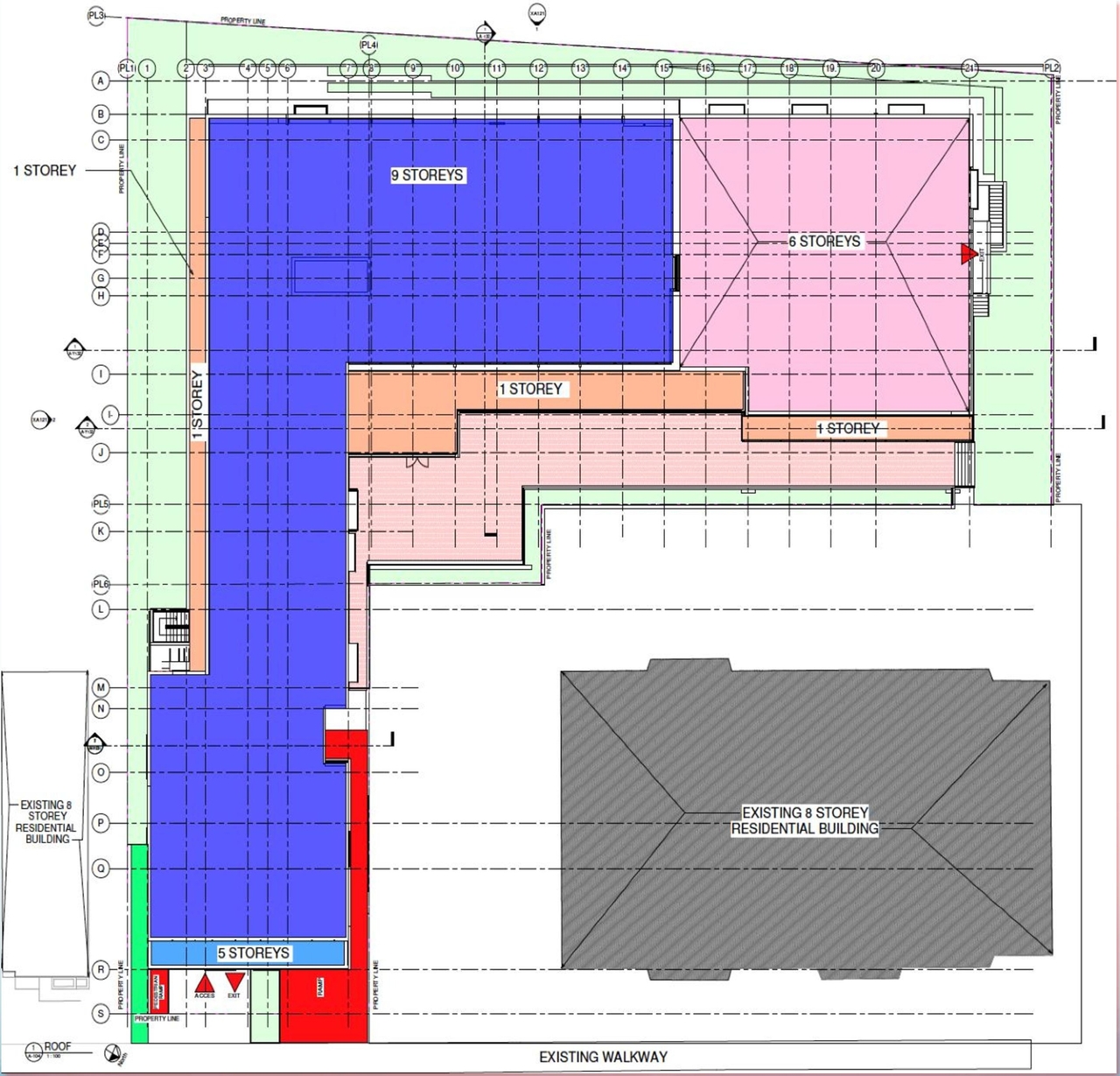 Construction site plan for project from page 34 of the file '2021-07-29 - Design Brief - D07-12-21-0115'