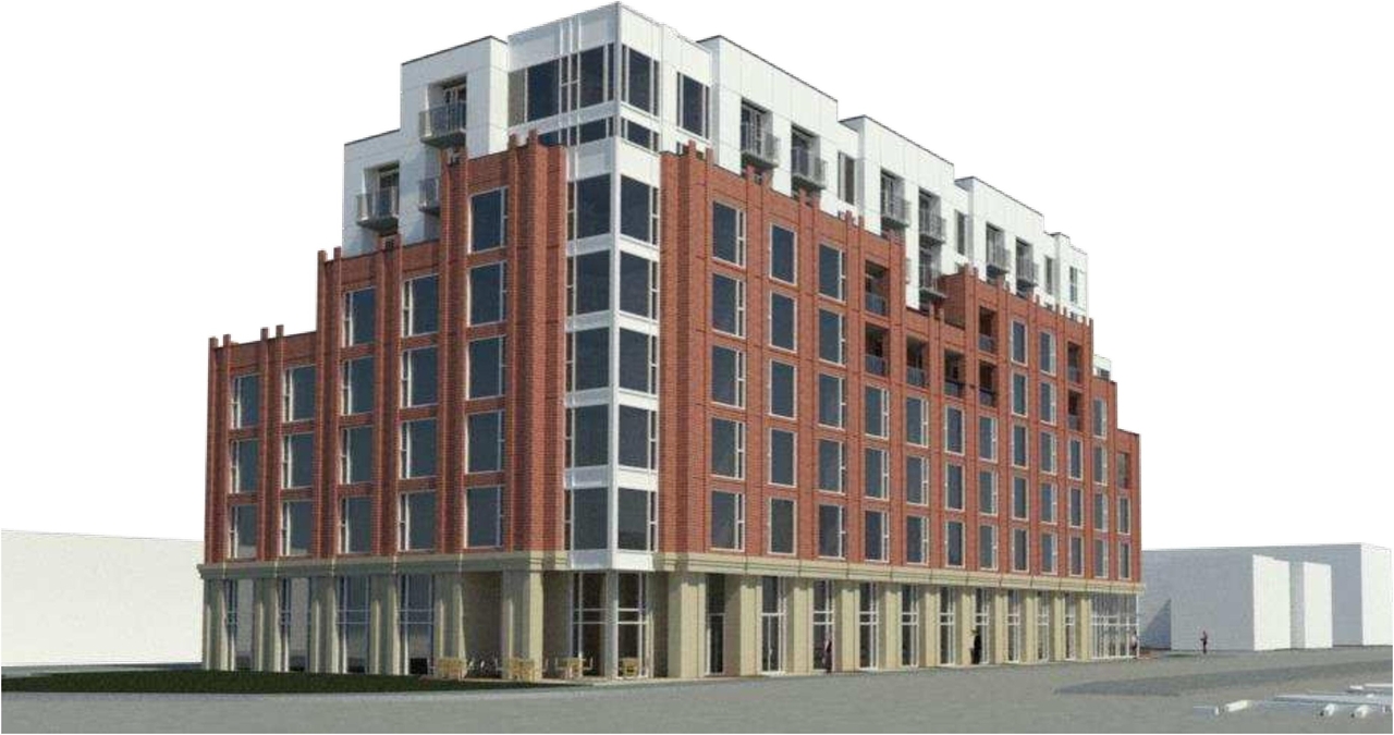 Rendering of building from page 1 of the file '2021-08-23 - Design Brief - D07-12-21-0128'