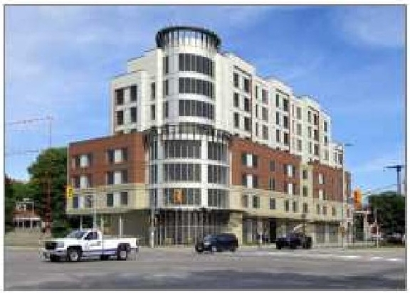 Rendering of building from page 8 of the file '2021-08-23 - Design Brief - D07-12-21-0128'