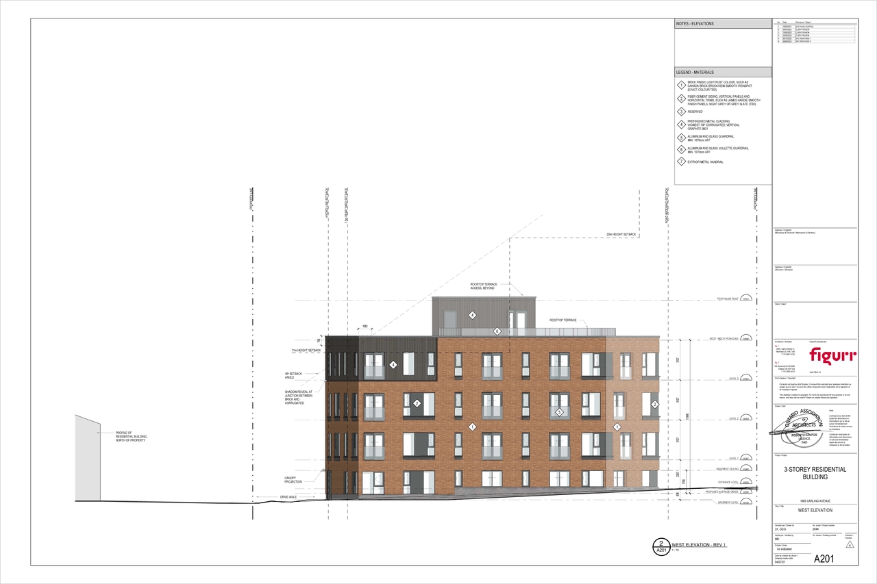 Rendering of building from page 5 of the file '2023-06-30 - Floor Plans & Elevations - D07-12-21-0145'