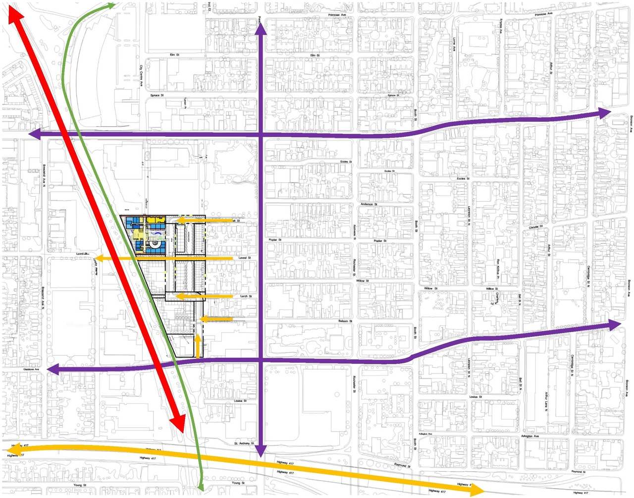 Construction site plan for project from page 18 of the file '2021-11-25 - UDRP Dec 3 2021 Design Brief - D07-12-21-0149'