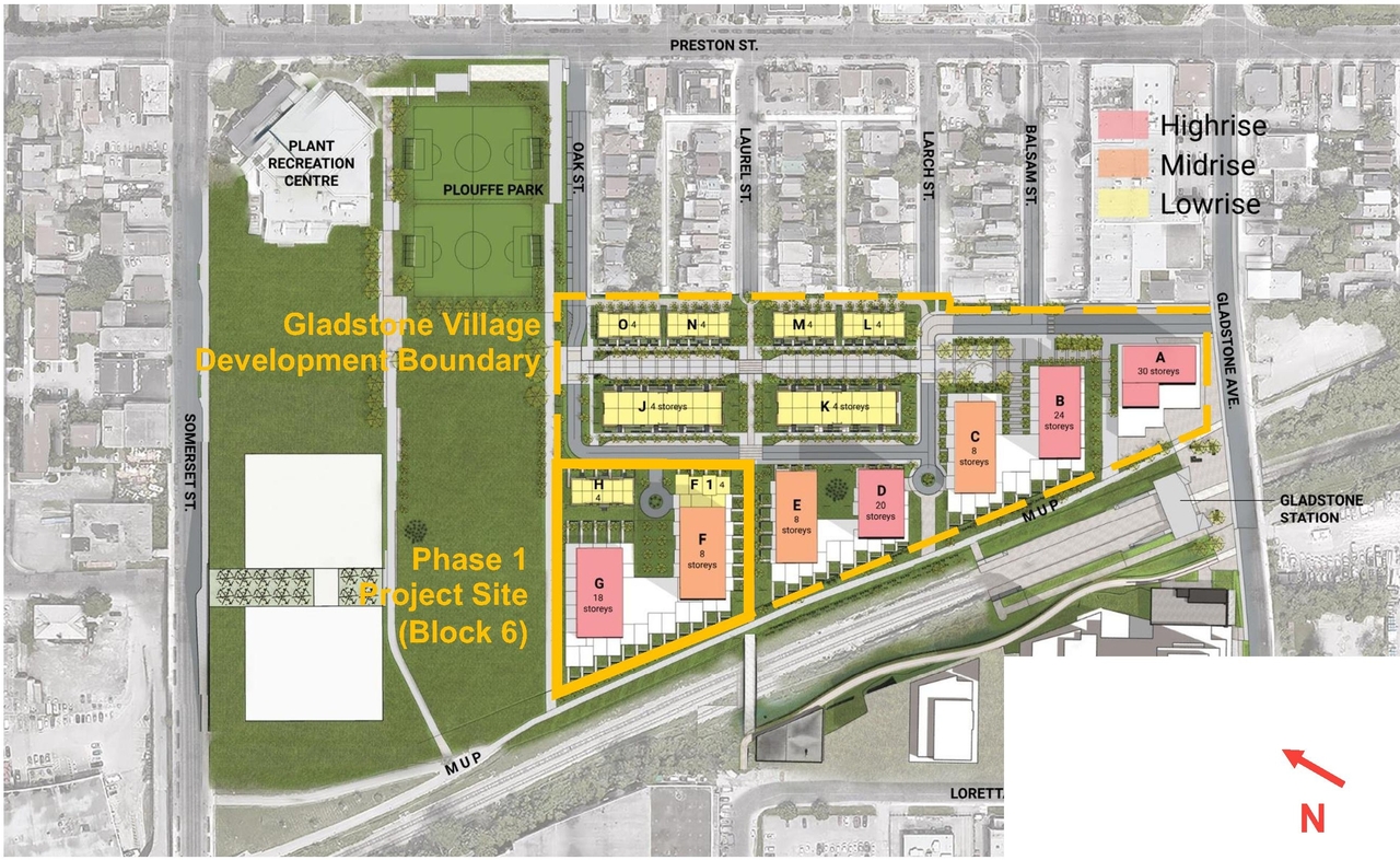 Construction site plan for project from page 19 of the file '2021-11-25 - UDRP Dec 3 2021 Design Brief - D07-12-21-0149'