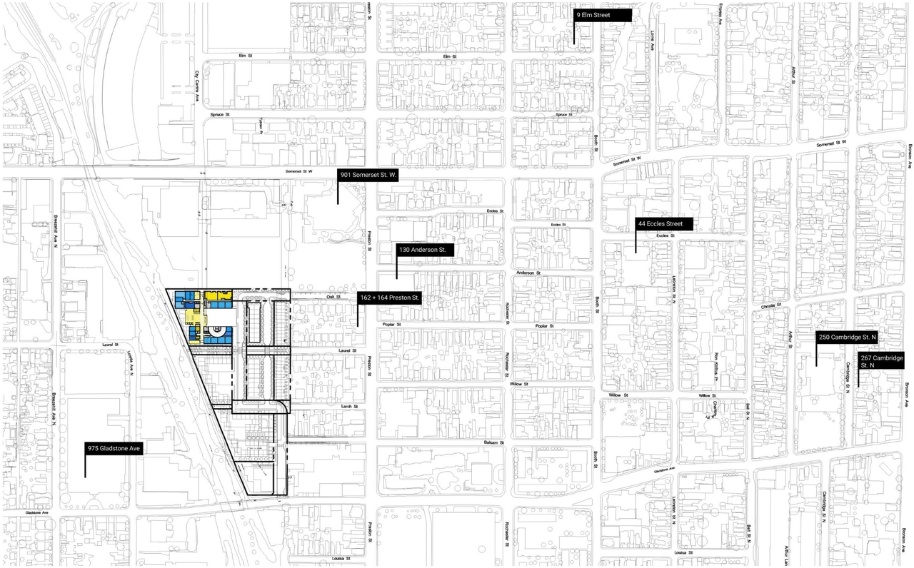 Construction site plan for project from page 21 of the file '2021-11-25 - UDRP Dec 3 2021 Design Brief - D07-12-21-0149'