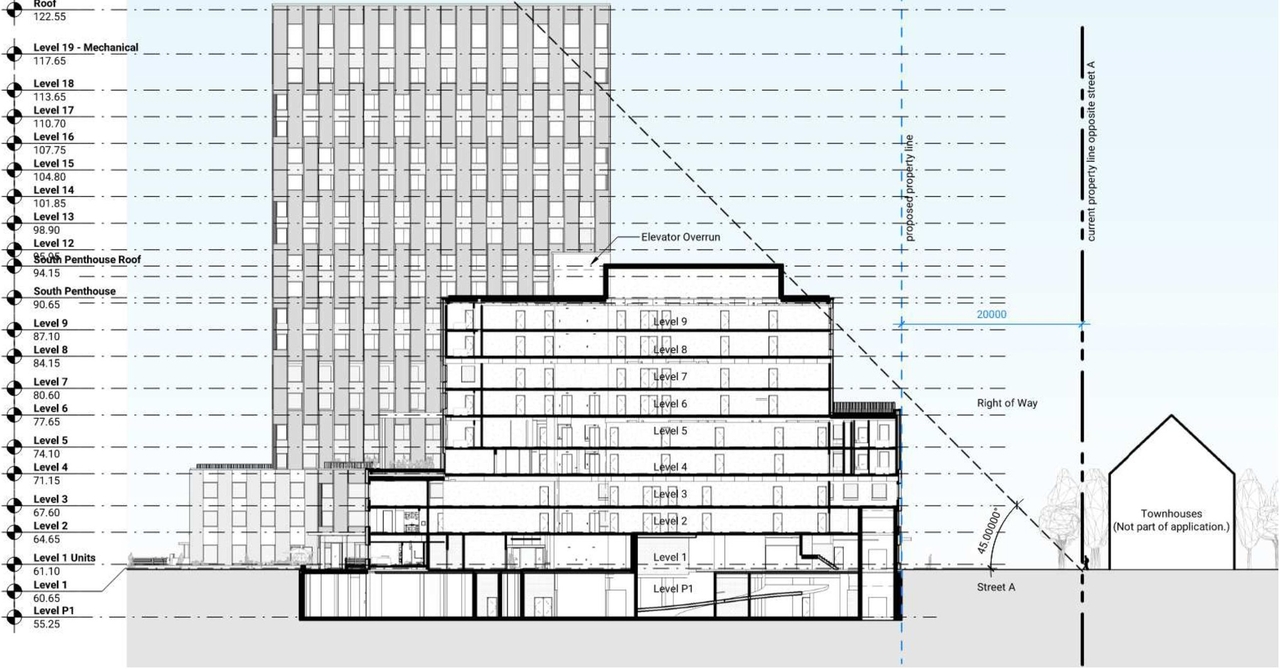Rendering of building from page 27 of the file '2021-11-25 - UDRP Dec 3 2021 Design Brief - D07-12-21-0149'