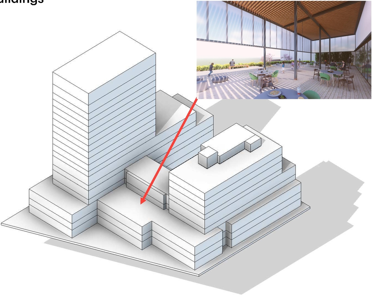 Rendering of building from page 28 of the file '2021-11-25 - UDRP Dec 3 2021 Design Brief - D07-12-21-0149'