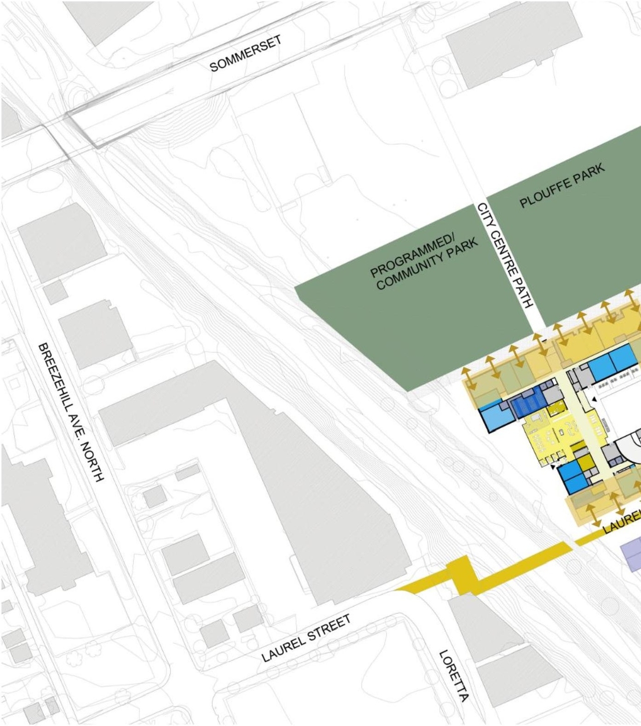 Construction site plan for project from page 36 of the file '2021-11-25 - UDRP Dec 3 2021 Design Brief - D07-12-21-0149'
