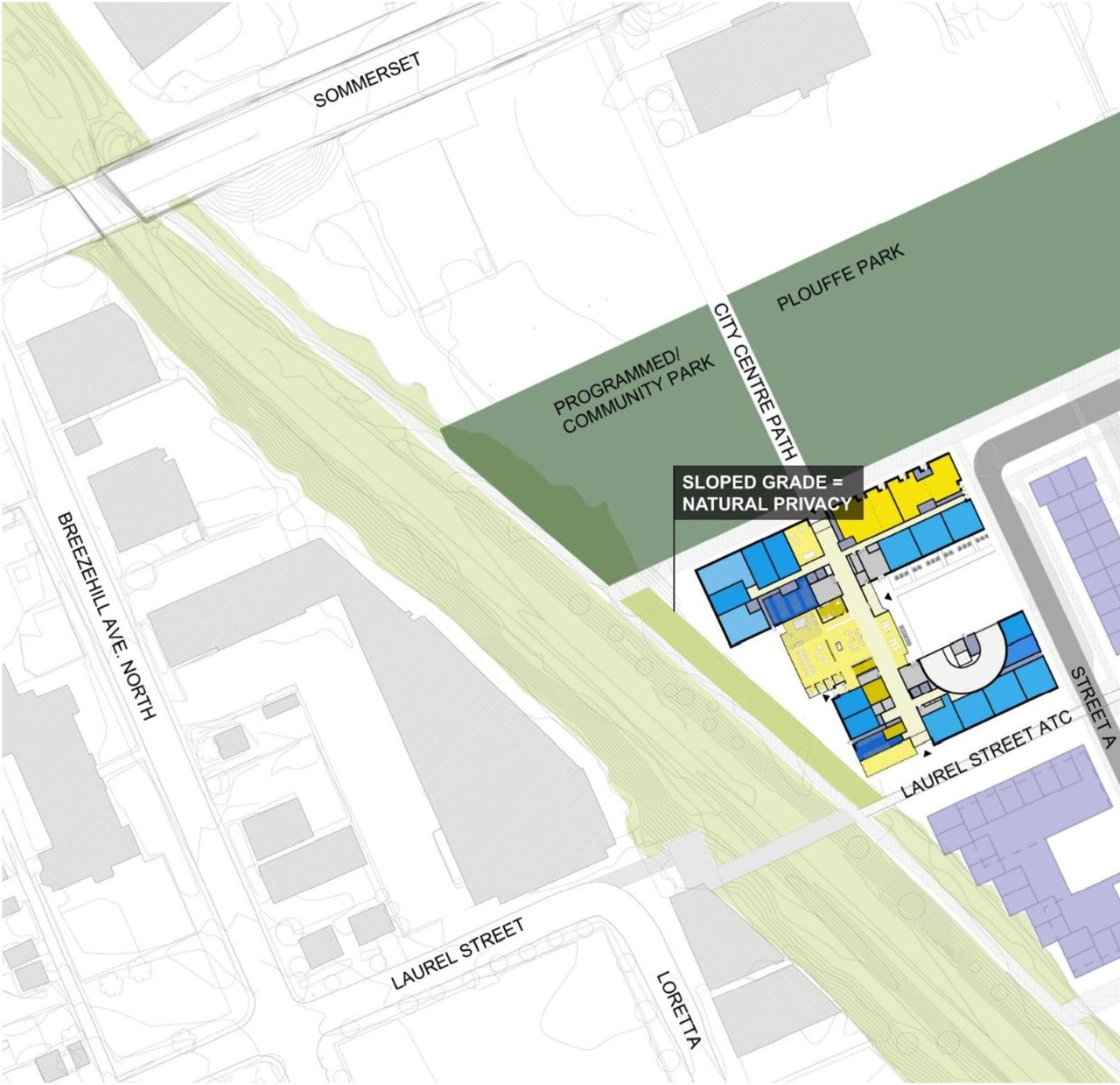 Construction site plan for project from page 37 of the file '2021-11-25 - UDRP Dec 3 2021 Design Brief - D07-12-21-0149'