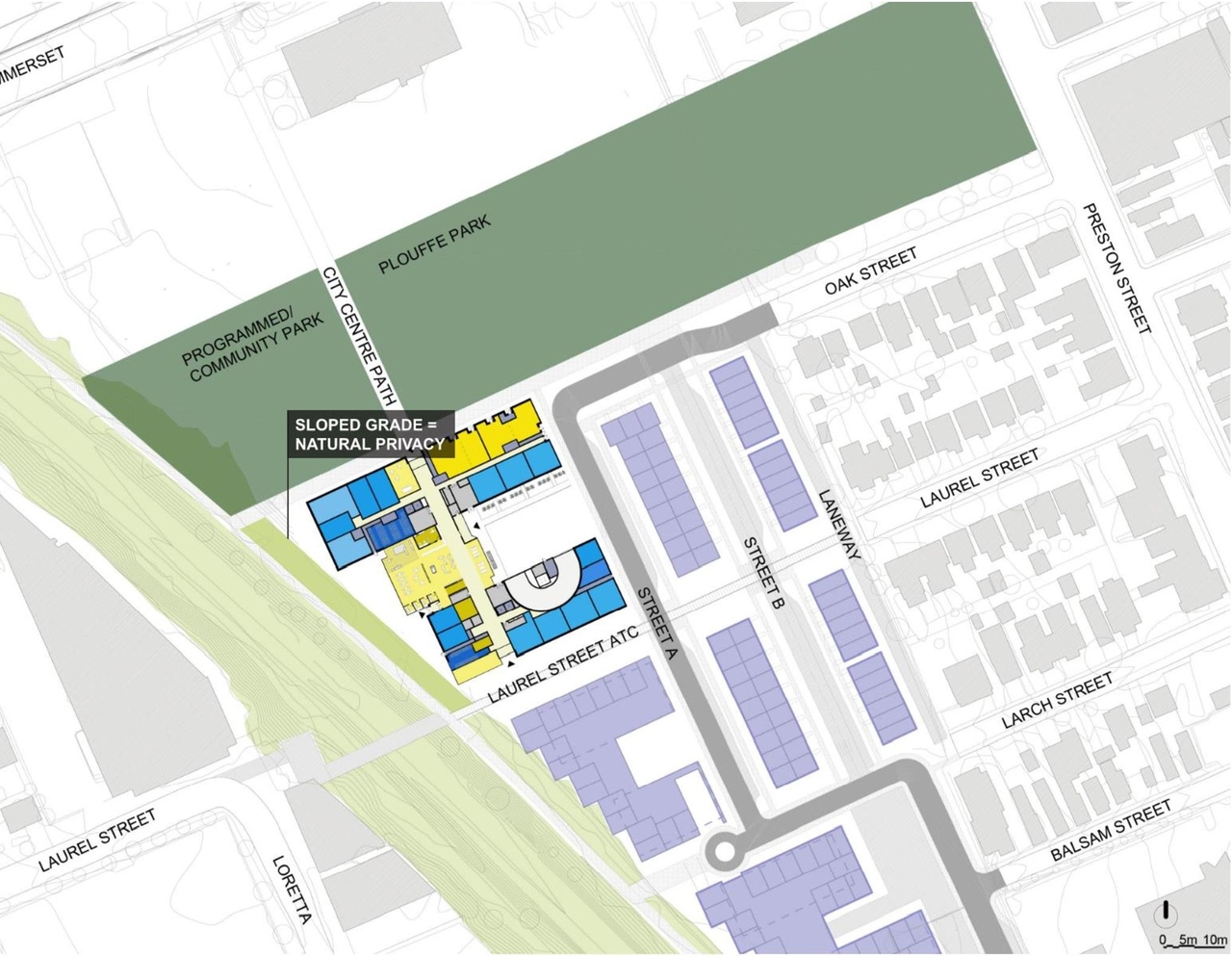 Construction site plan for project from page 37 of the file '2021-11-25 - UDRP Dec 3 2021 Design Brief - D07-12-21-0149'