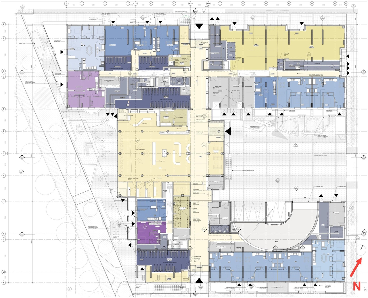 Construction site plan for project from page 41 of the file '2021-11-25 - UDRP Dec 3 2021 Design Brief - D07-12-21-0149'