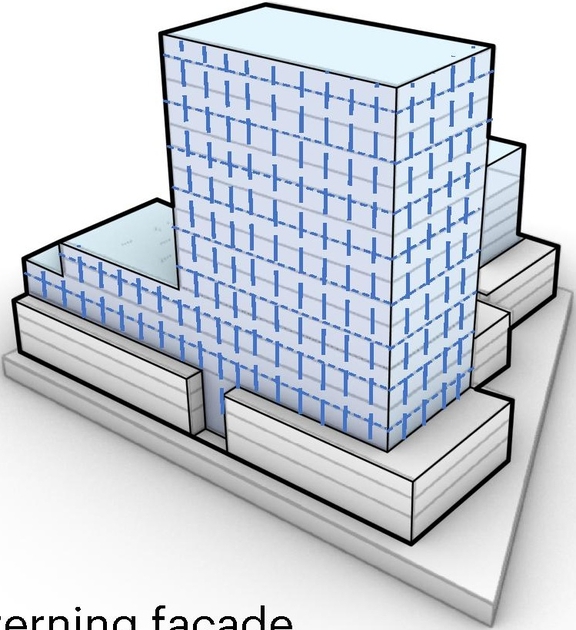 Rendering of building from page 43 of the file '2021-11-25 - UDRP Dec 3 2021 Design Brief - D07-12-21-0149'