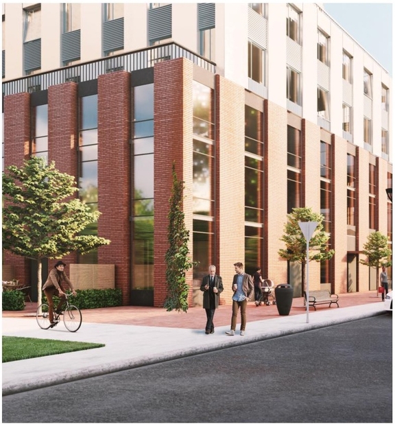 Rendering of building from page 45 of the file '2021-11-25 - UDRP Dec 3 2021 Design Brief - D07-12-21-0149'