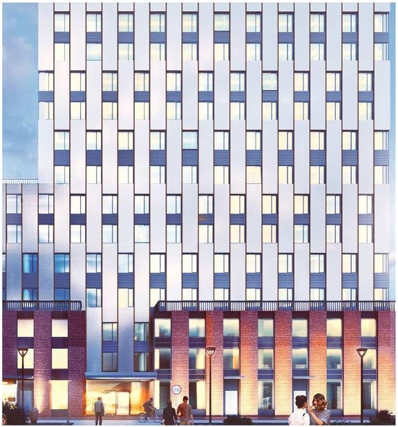 Rendering of building from page 45 of the file '2021-11-25 - UDRP Dec 3 2021 Design Brief - D07-12-21-0149'