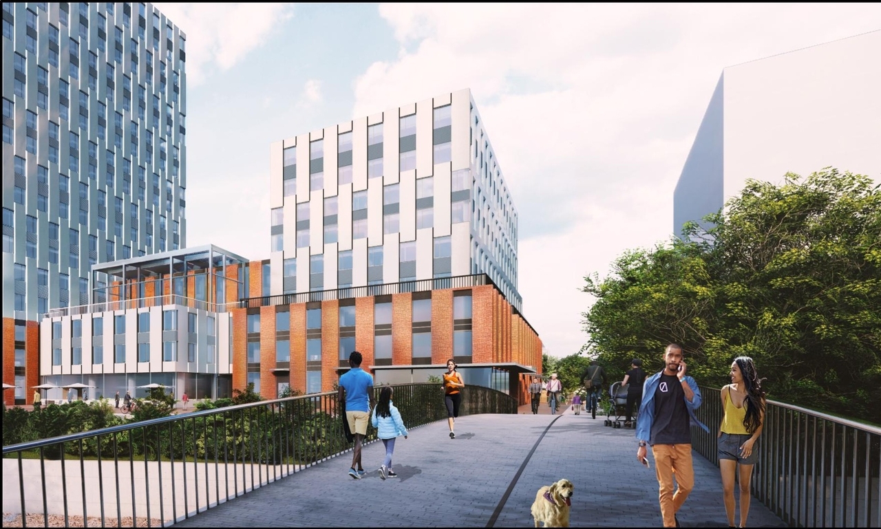 Rendering of building from page 38 of the file '2021-11-25 - UDRP Dec 3 2021 Design Brief - D07-12-21-0149'