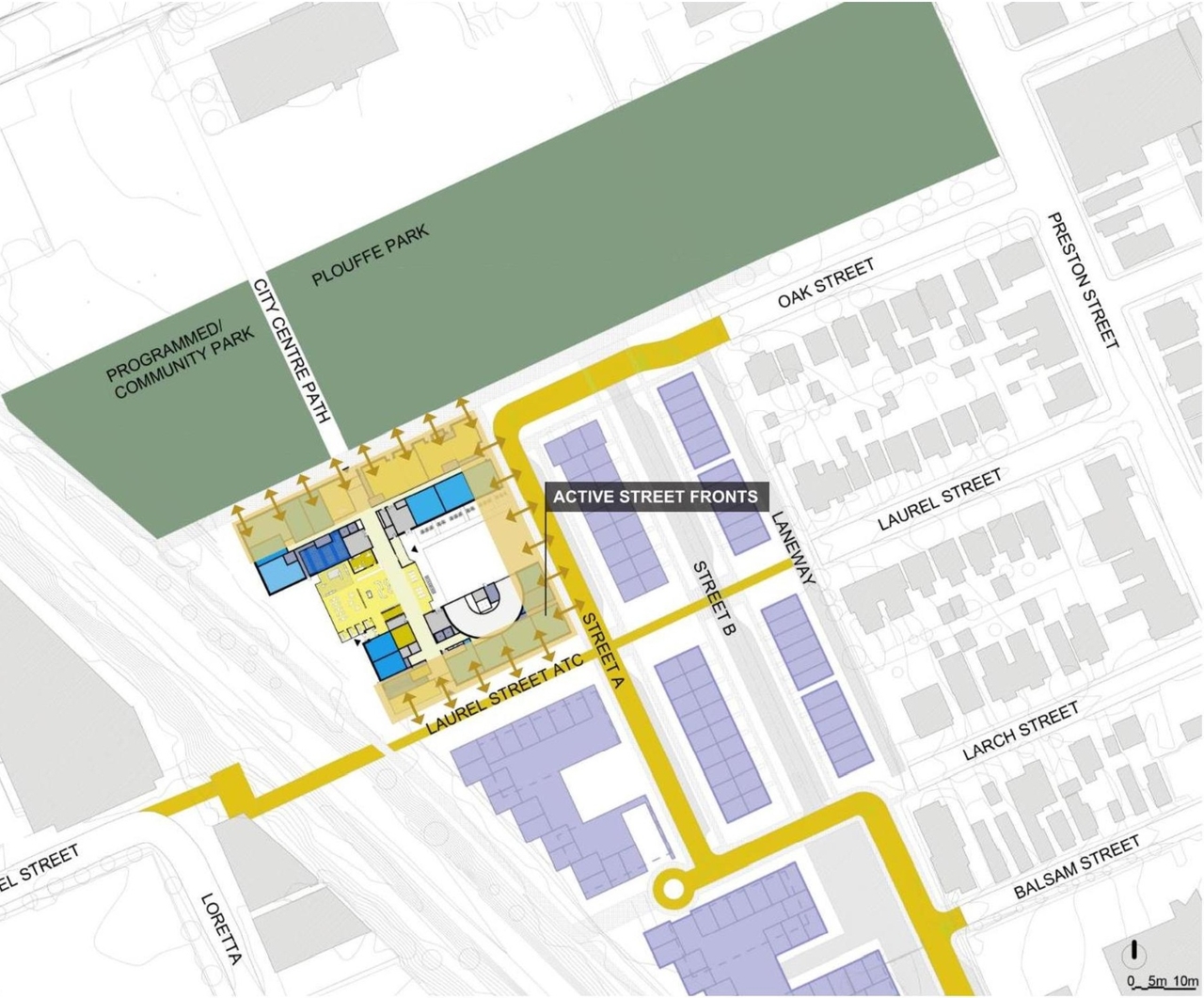 Construction site plan for project from page 13 of the file '2021-09-24 - Design Brief - D07-12-21-0149'