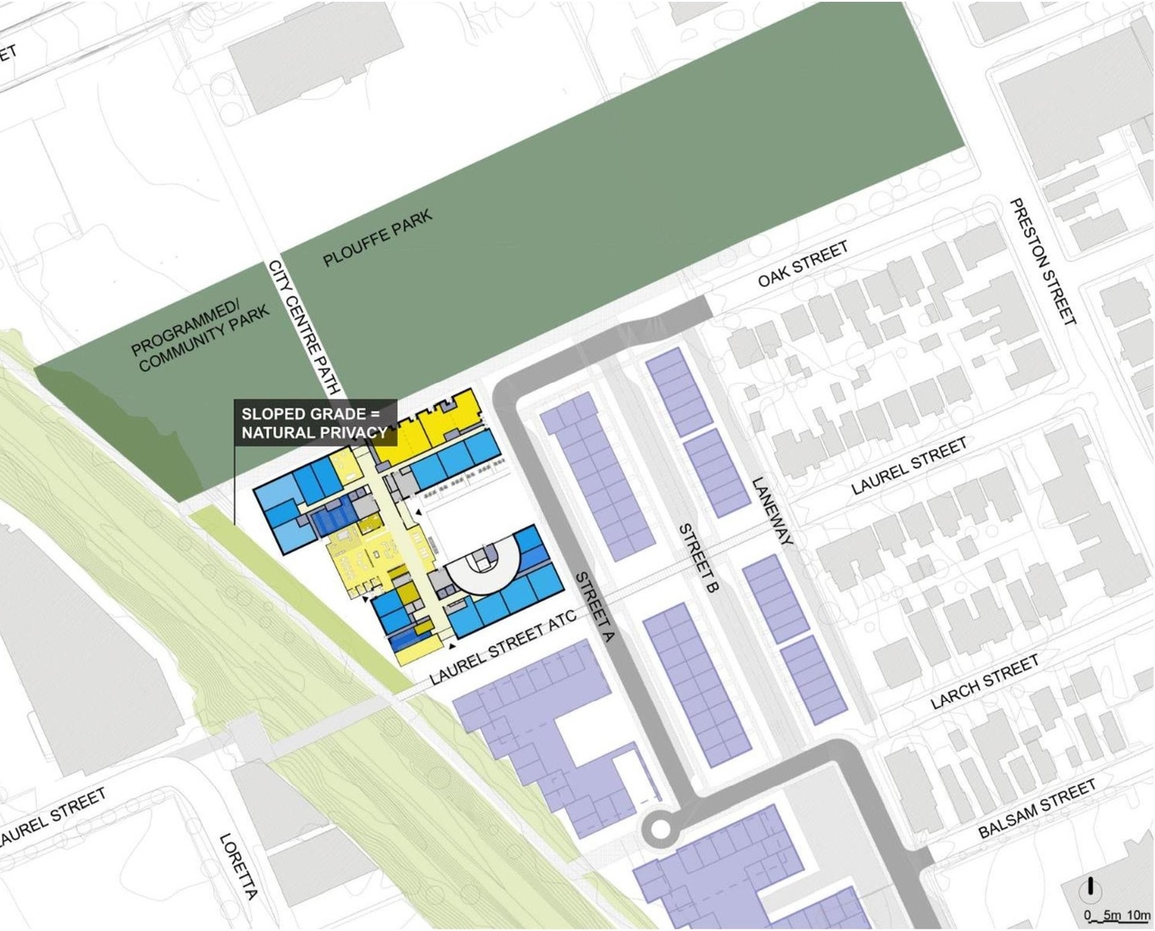 Construction site plan for project from page 14 of the file '2021-09-24 - Design Brief - D07-12-21-0149'