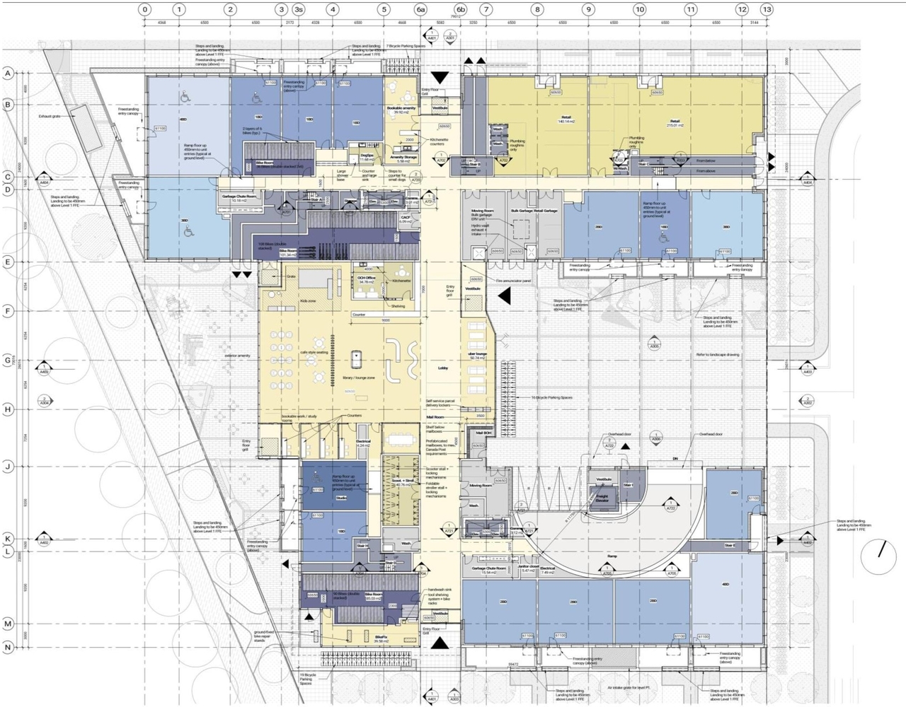 Construction site plan for project from page 17 of the file '2021-09-24 - Design Brief - D07-12-21-0149'
