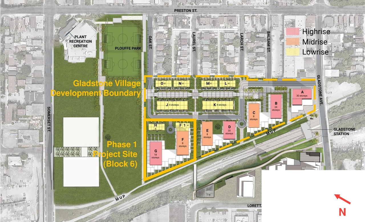 Construction site plan for project from page 4 of the file '2021-09-24 - Design Brief - D07-12-21-0149'