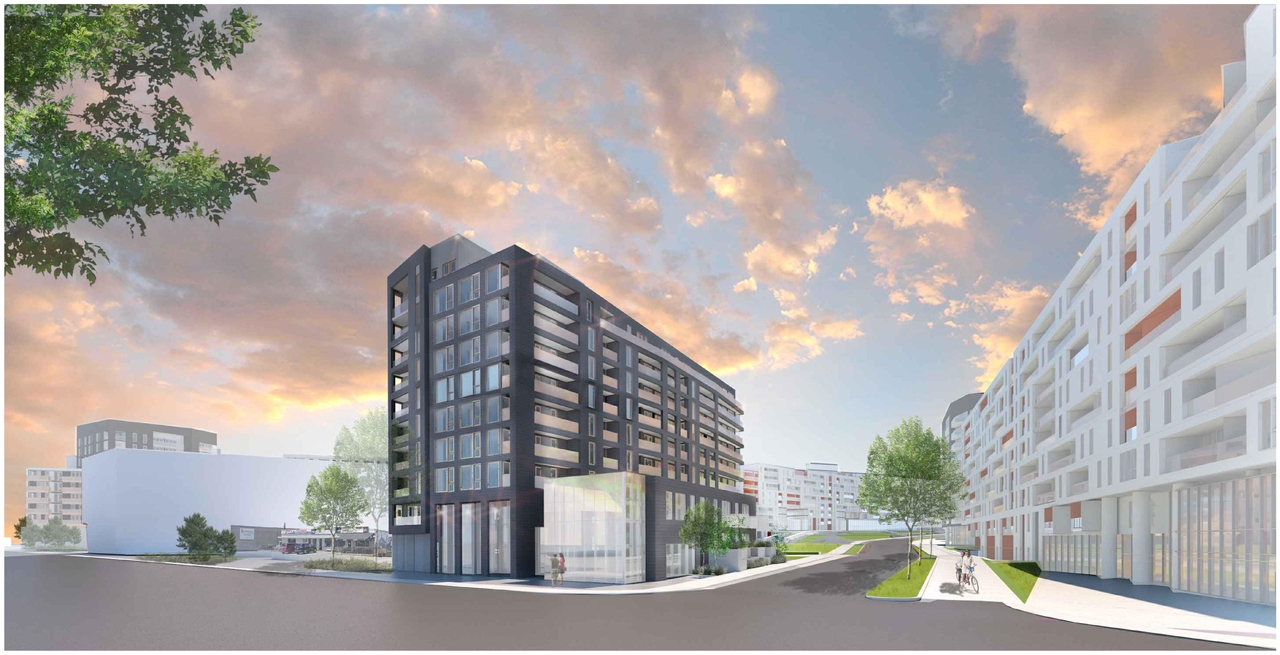 Rendering of building from page 1 of the file '2023-12-07 - Shadow, Views, Floor, Sections, Elevations Plans - D07-12-21-0152'