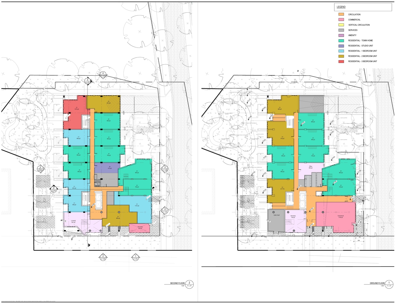 Construction site plan for project from page 8 of the file '2023-12-07 - Shadow, Views, Floor, Sections, Elevations Plans - D07-12-21-0152'