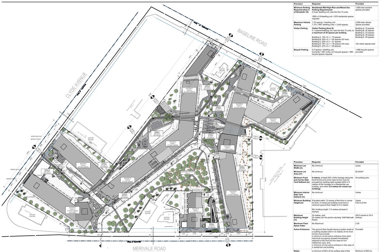 Construction site plan for project from page 2 of the file '2021-09-27 - Site Plan Shadow Analysis Floor Plans - D07-12-21-0152'