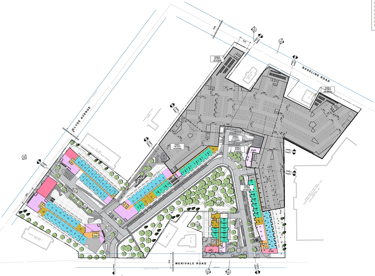 Construction site plan for project from page 8 of the file '2021-09-27 - Site Plan Shadow Analysis Floor Plans - D07-12-21-0152'