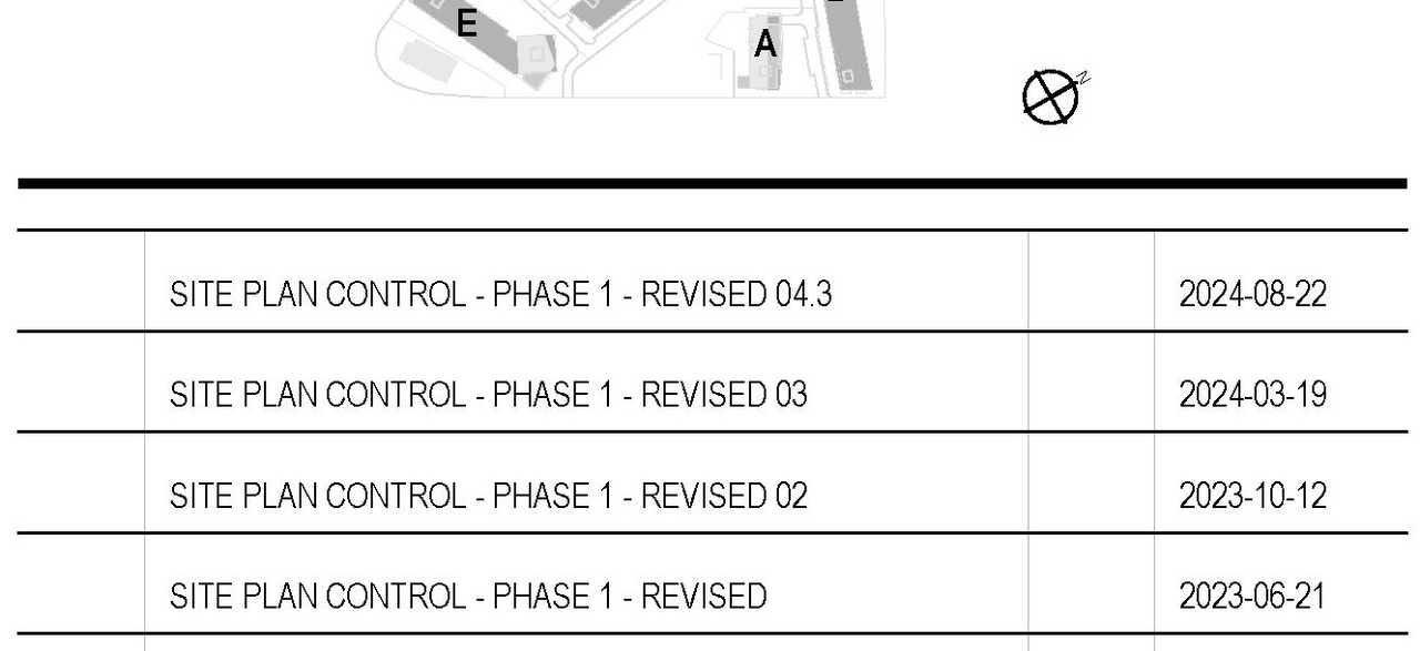 Construction site plan for project from page 4 of the file '2024-10-01 - Cover Sheet, Site Plan, Shadow Analysis, Model Views, Floor Plans and Elevations - D'