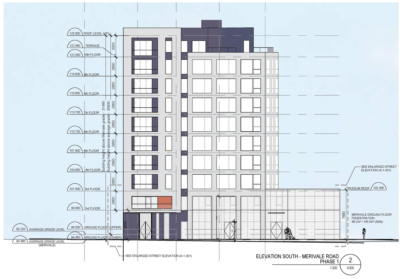 Rendering of building from page 13 of the file '2024-10-01 - Cover Sheet, Site Plan, Shadow Analysis, Model Views, Floor Plans and Elevations - D'