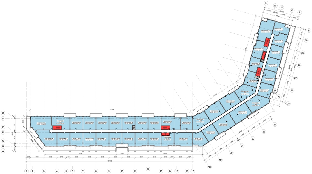 Construction site plan for project from page 1 of the file '2021-09-28 - Floor Plan Levels 4-7 - D07-12-21-0153'