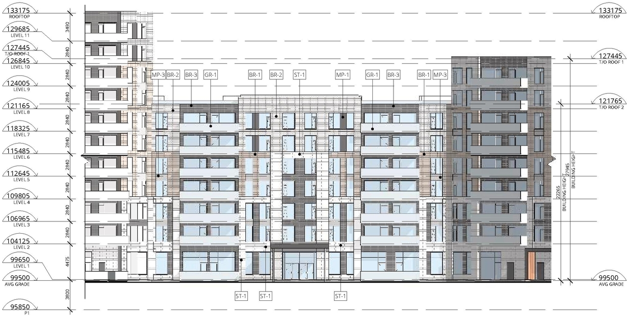 Rendering of building from page 40 of the file '2021-09-28 - Design Brief - D07-12-21-0153'