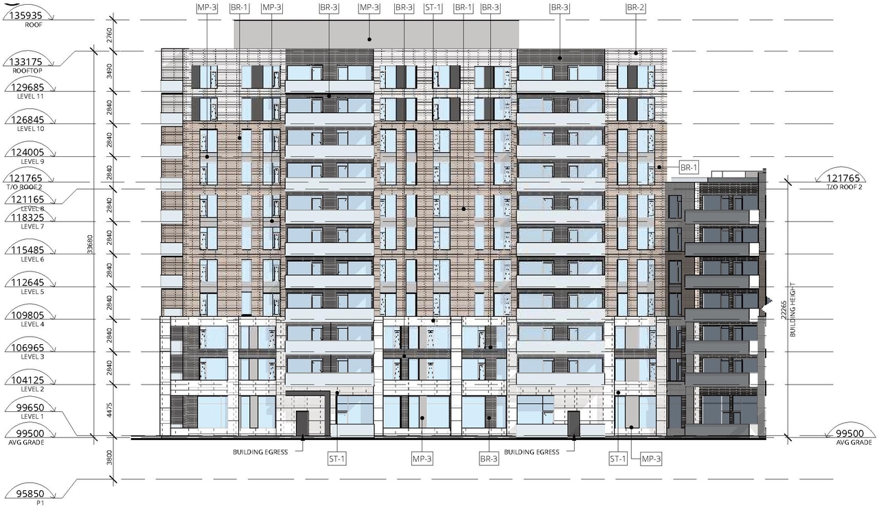 Rendering of building from page 41 of the file '2021-09-28 - Design Brief - D07-12-21-0153'