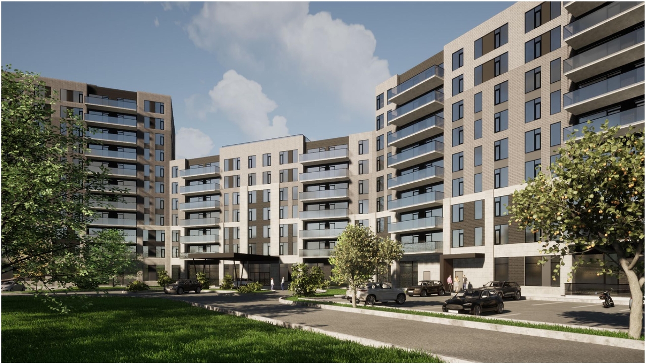 Rendering of building from page 1 of the file '2021-09-28 - View of Drop Off Area Rendering - D07-12-21-0153'