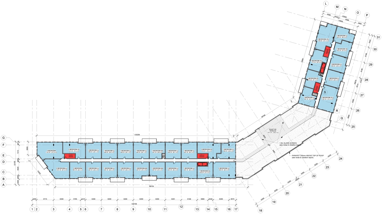 Construction site plan for project from page 1 of the file '2021-09-28 - Floor Plan Levels 8-9 - D07-12-21-0153'