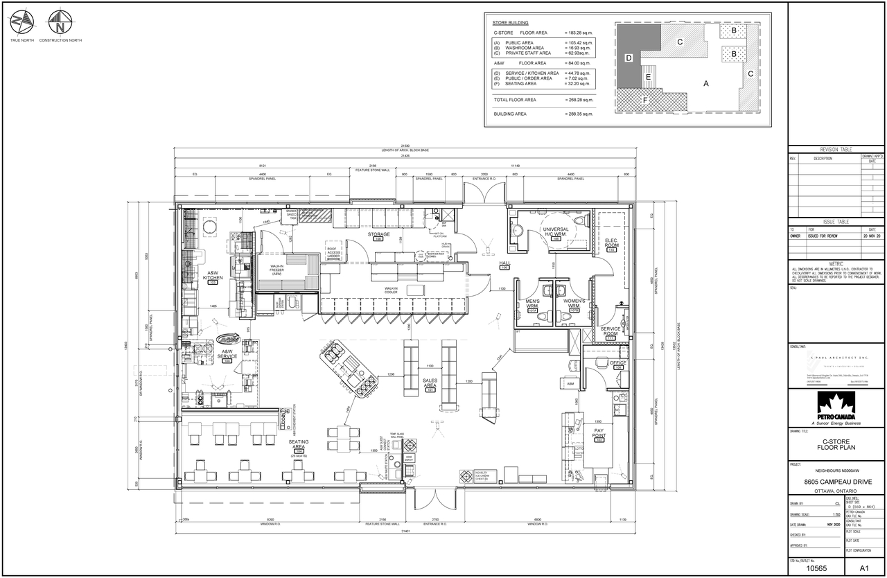 Floor plan for project from page 1 of the file '2021-10-01 - C-Store Floor Plan - D07-12-21-0155'