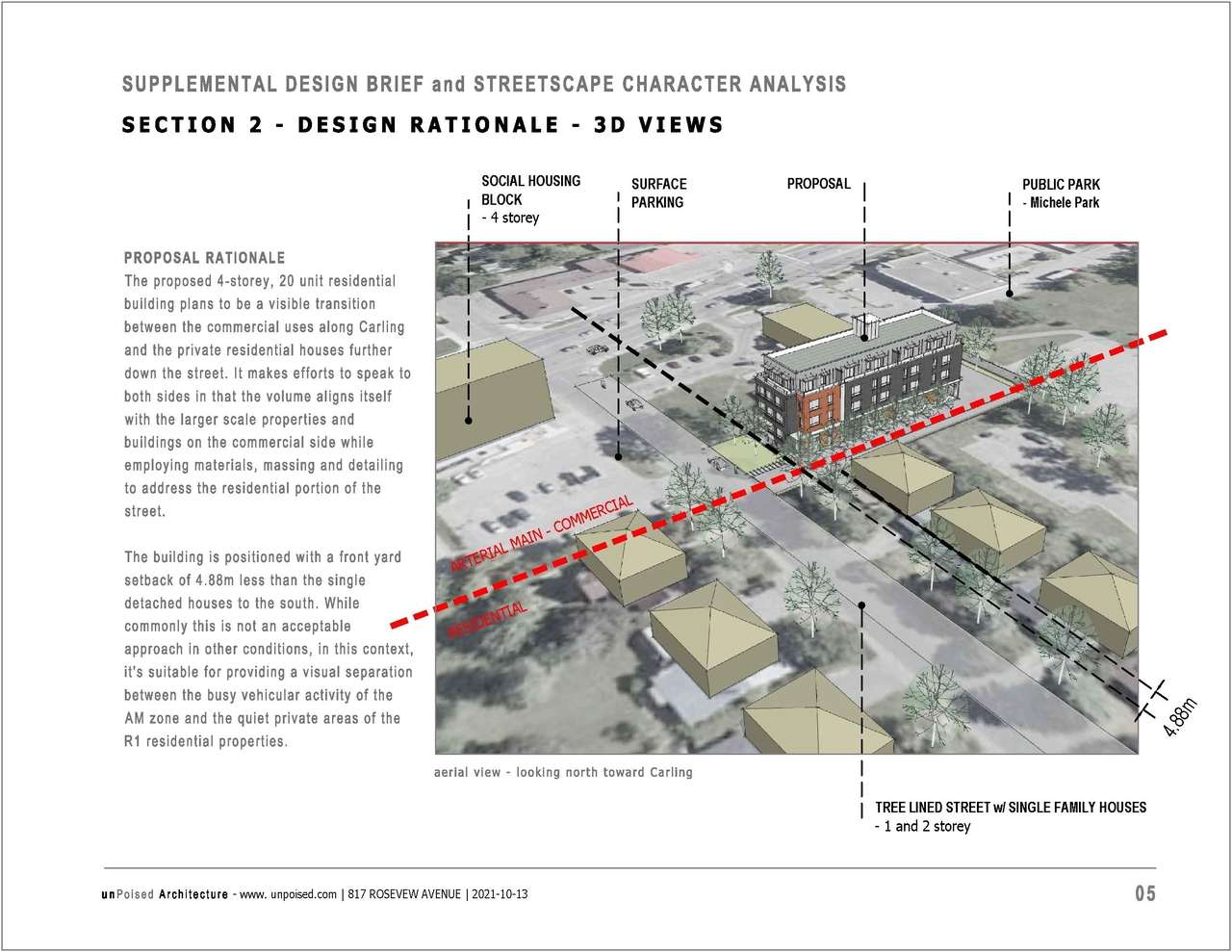 Construction site plan for project from page 6 of the file '2021-10-19 - Design Brief and Streetscape - D07-12-21-0165'